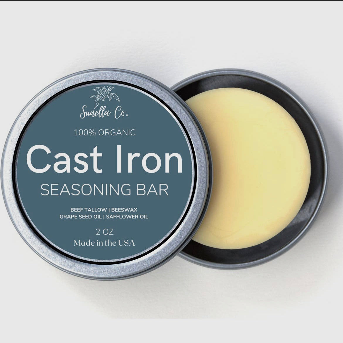 Cast Iron Seasoning - 2 oz Blend of Beeswax Grapeseed Oil and Safflower Oil
